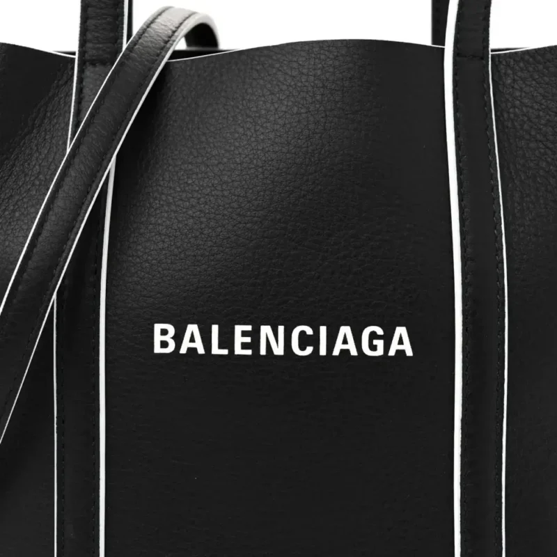 BALENCIAGA XXS EVERYDAY TOTE BLACK/WHITE SMOOTH CALFSKIN LEATHER LOGO DOUBLE SIDED - Image 8