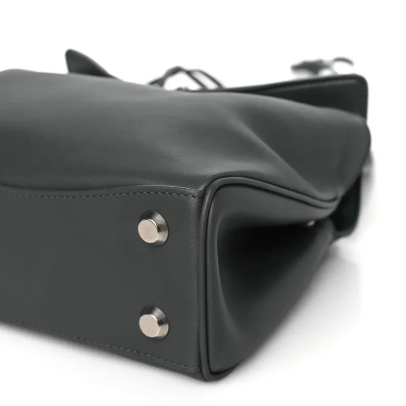 BALENCIAGA MINI RODEO TOP HANDLE HANDBAG GREY NATURAL SMOOTH CALFSKIN LEATHER SILVER HARDWARE - Image 4