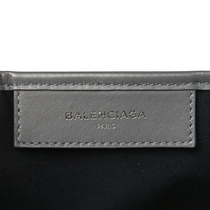 BALENCIAGA S NAVY CABAS NATUREL GRIS ACIER COTTON CANVAS & CALFSKIN LEATHER - Image 2