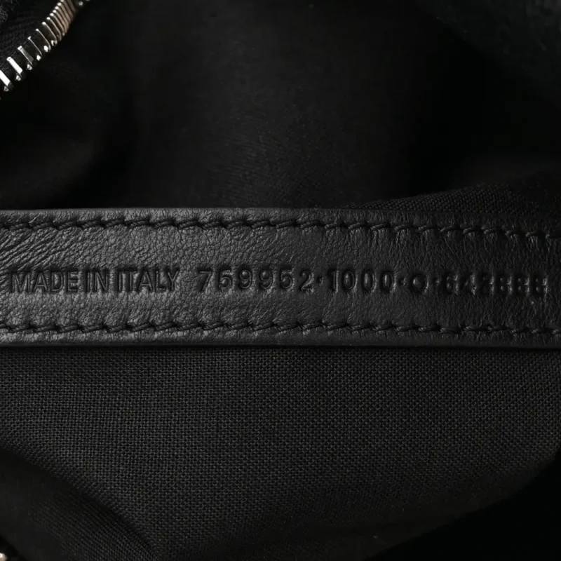 BALENCIAGA MEDIUM LE CAGOLE CARRY ALL BAG BLACK AGNEAU ARENA LEATHER SILVER HARDWARE - Image 9