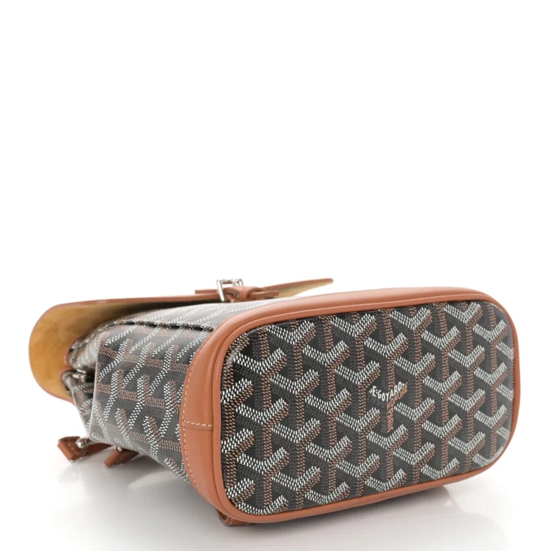 GOYARD MINI ALPIN BACKPACK BLACK/GOLD GOYARDINE CANVAS & CALFSKIN LEATHER SILVER HARDWARE - Image 6