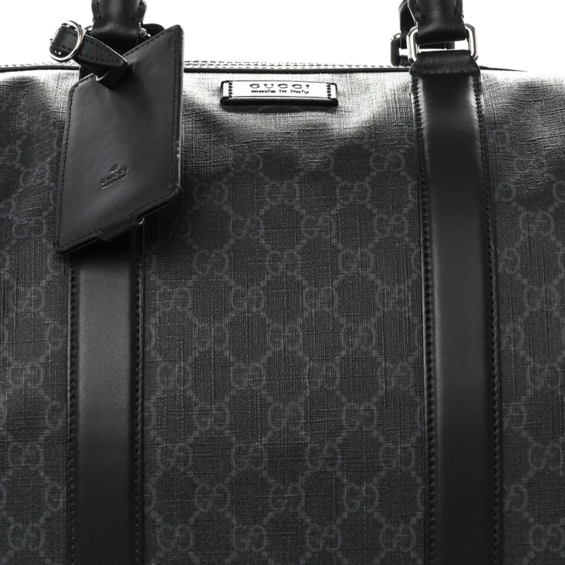 GUCCI LARGE CARRY-ON DUFFLE BAG BLACK/GREY SOFT GG SUPREME MONOGRAM CANVAS & APPIA CALFSKIN LEATHER - Image 8