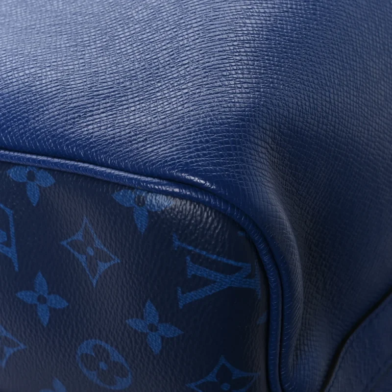 LOUIS VUITTON KEEPALL BANDOULIERE 50 PACIFIC BLUE TAIGA LEATHER & MONOGRAM ECLIPSE CANVAS SILVER HARDWARE - Image 9