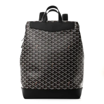 GOYARD CISALPIN BACKPACK MM BLACK GOYARDINE CANVAS & CALFSKIN LEATHER