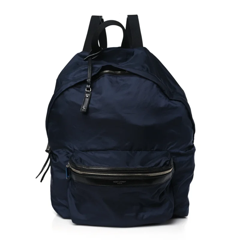SAINT LAURENT SMALL FOLD-UP BACKPACK BELT BAG NAVY NYLON CITY