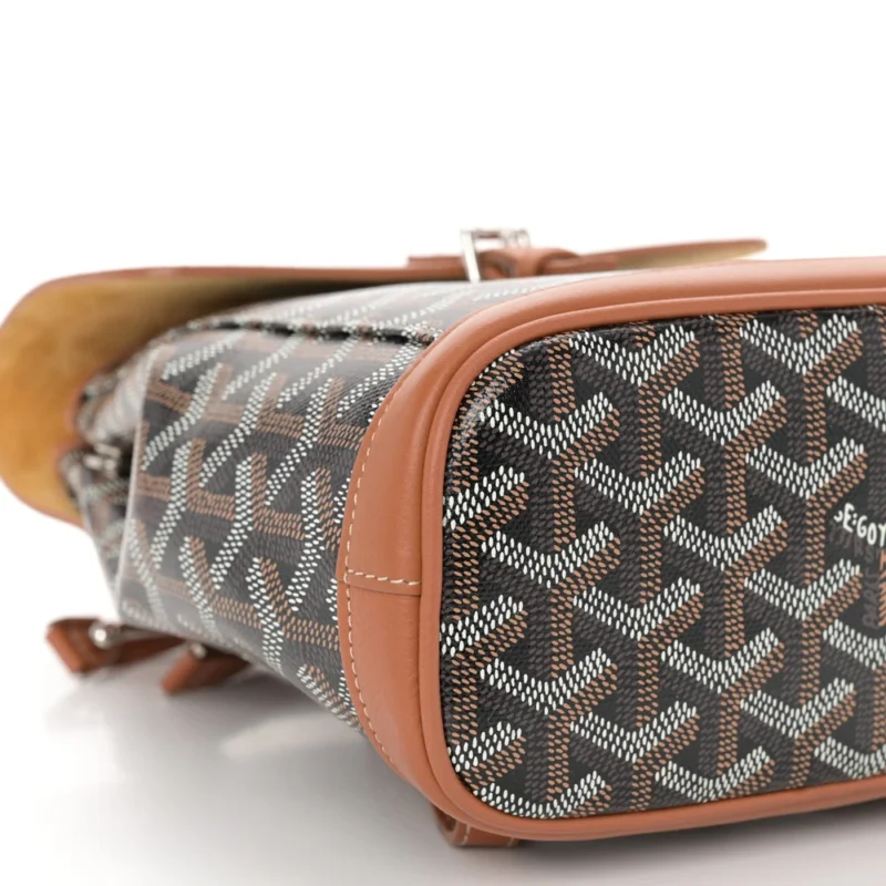 GOYARD MINI ALPIN BACKPACK BLACK/GOLD GOYARDINE CANVAS & CALFSKIN LEATHER SILVER HARDWARE - Image 4