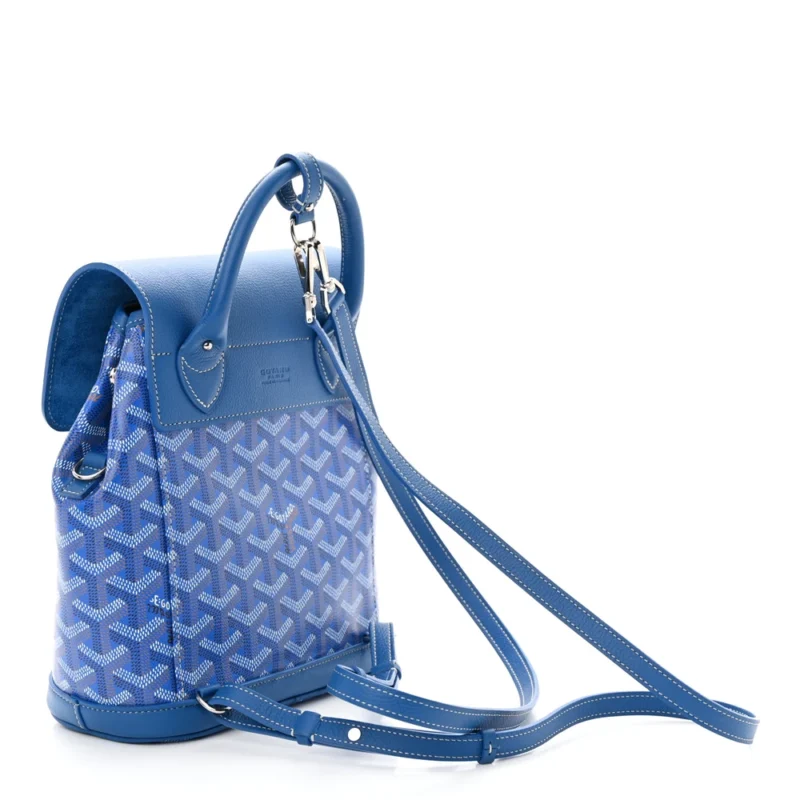 GOYARD MINI ALPIN BACKPACK SKY BLUE GOYARDINE CANVAS SILVER HARDWARE - Image 3