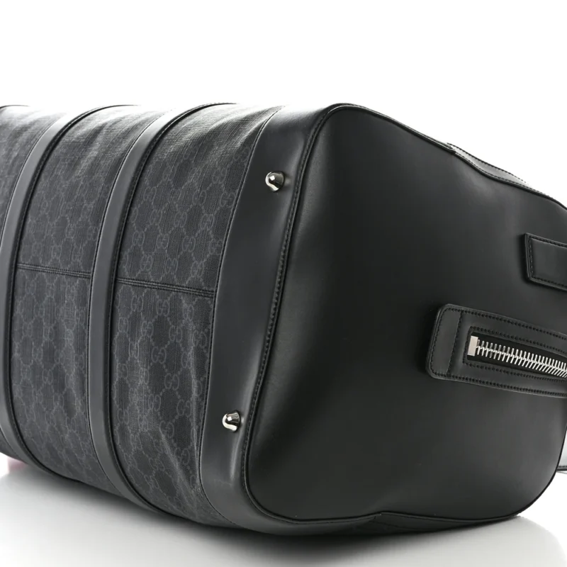GUCCI LARGE CARRY-ON DUFFLE BAG BLACK/GREY SOFT GG SUPREME MONOGRAM CANVAS & APPIA CALFSKIN LEATHER - Image 4