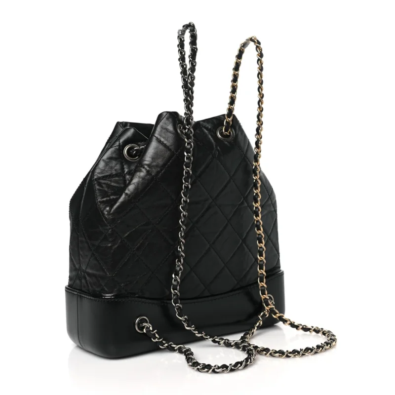 CHANEL GABRIELLE BACKPACK SMALL BLACK QUILTED AGED CALFSKIN LEATHER MIXED METAL HARDWARE - Image 3