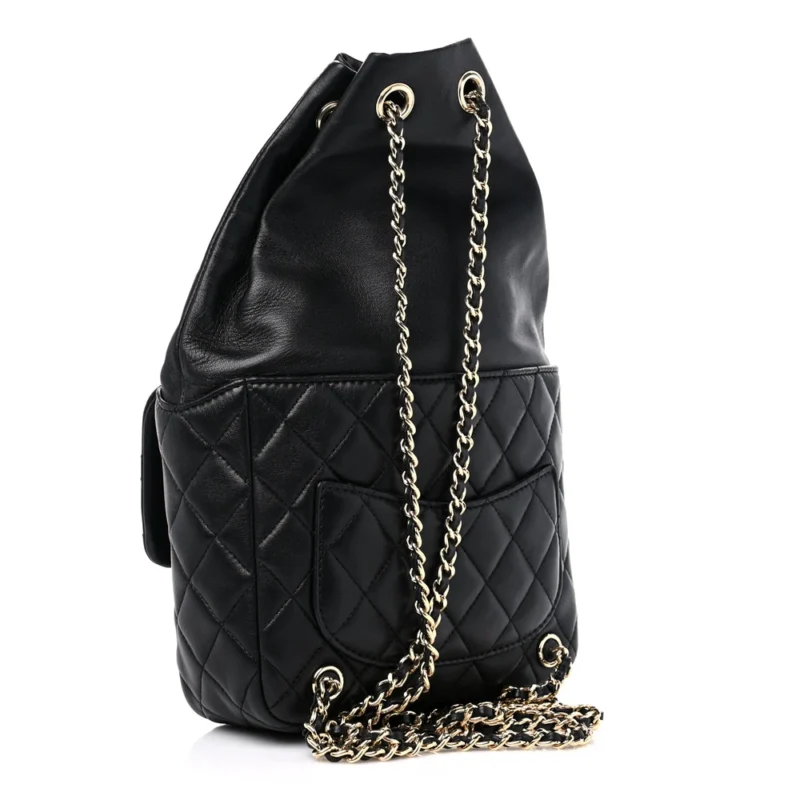 CHANEL IN SEOUL BACKPACK SMALL BLACK QUILTED LAMBSKIN LEATHER LIGHT GOLD HARDWARE - Image 3