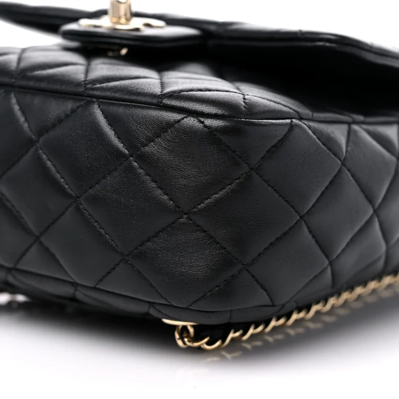 CHANEL IN SEOUL BACKPACK SMALL BLACK QUILTED LAMBSKIN LEATHER LIGHT GOLD HARDWARE - Image 5