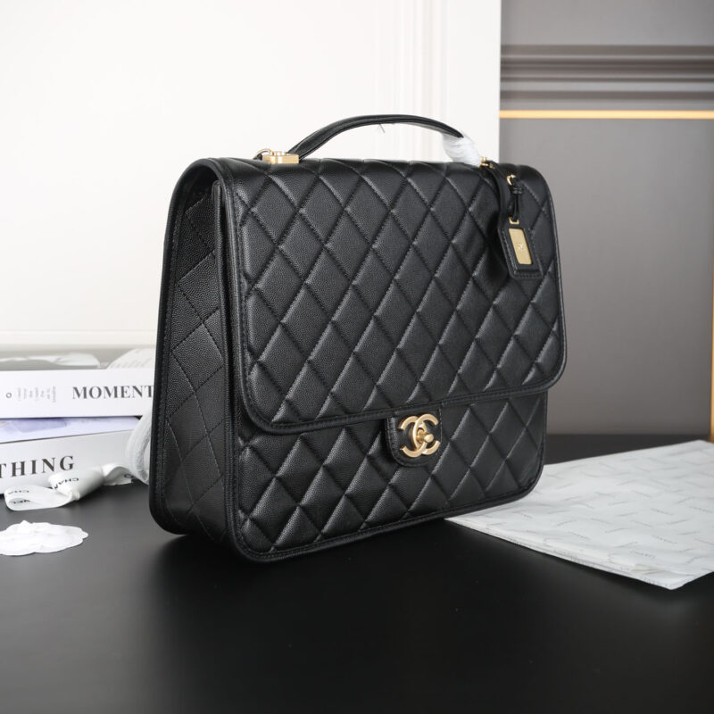 CHANEL BLACK QUILTED CAVIAR LEATHE BACKPACKS - Image 7