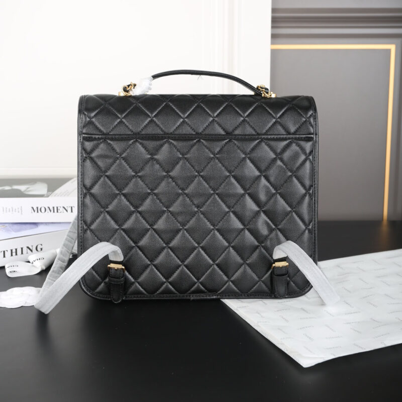 CHANEL BLACK QUILTED CAVIAR LEATHE BACKPACKS - Image 8