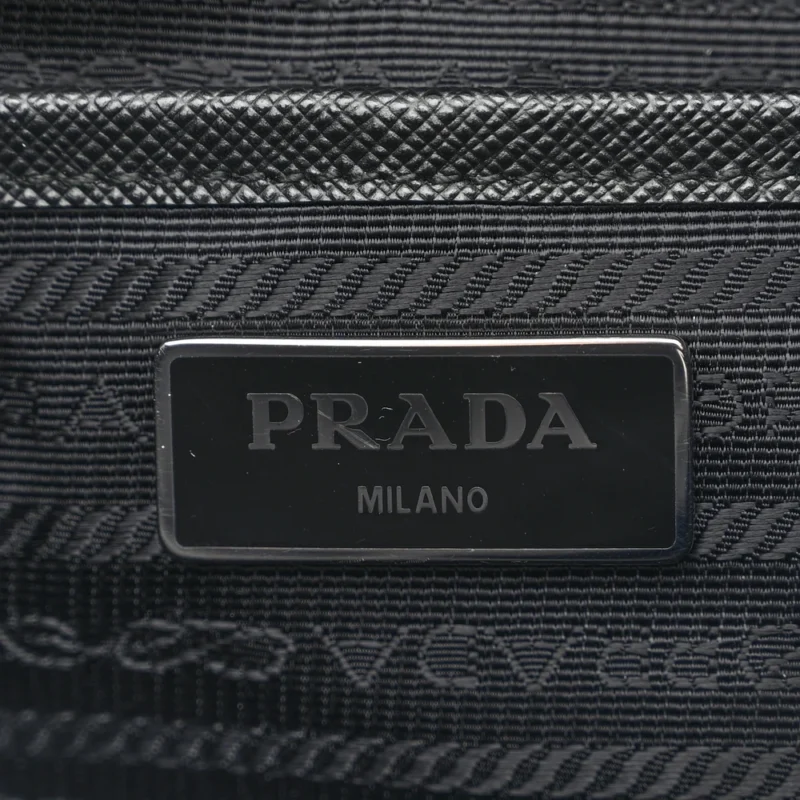 PRADA MEDIUM BACKPACK BLACK RE-NYLON & SAFFIANO LEATHER SILVER HARDWARE - Image 2