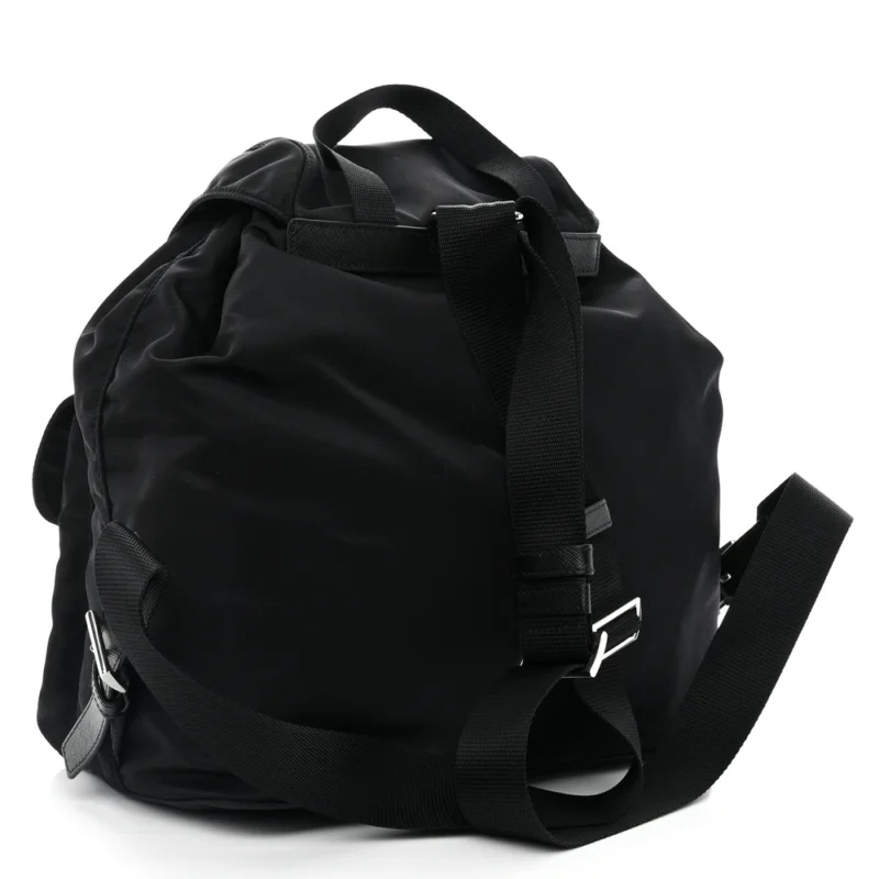 PRADA MEDIUM BACKPACK BLACK RE-NYLON & SAFFIANO LEATHER SILVER HARDWARE - Image 3