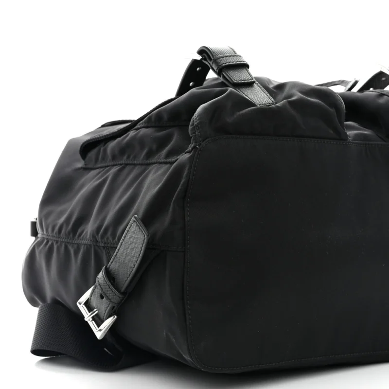PRADA MEDIUM BACKPACK BLACK RE-NYLON & SAFFIANO LEATHER SILVER HARDWARE - Image 4