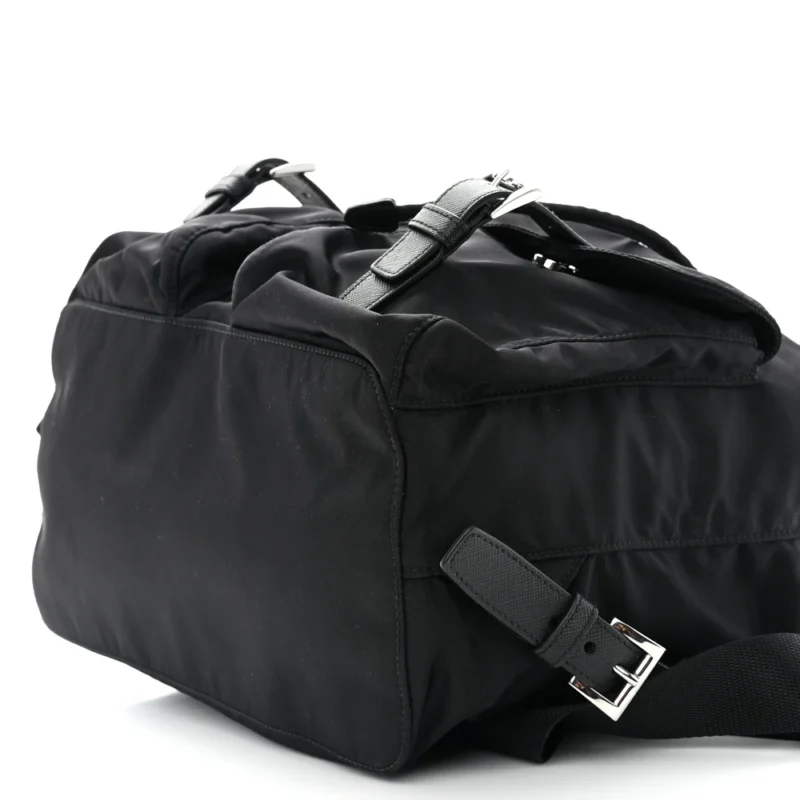 PRADA MEDIUM BACKPACK BLACK RE-NYLON & SAFFIANO LEATHER SILVER HARDWARE - Image 5