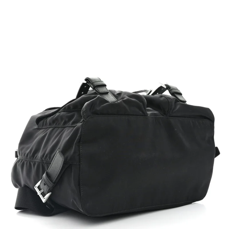 PRADA MEDIUM BACKPACK BLACK RE-NYLON & SAFFIANO LEATHER SILVER HARDWARE - Image 6