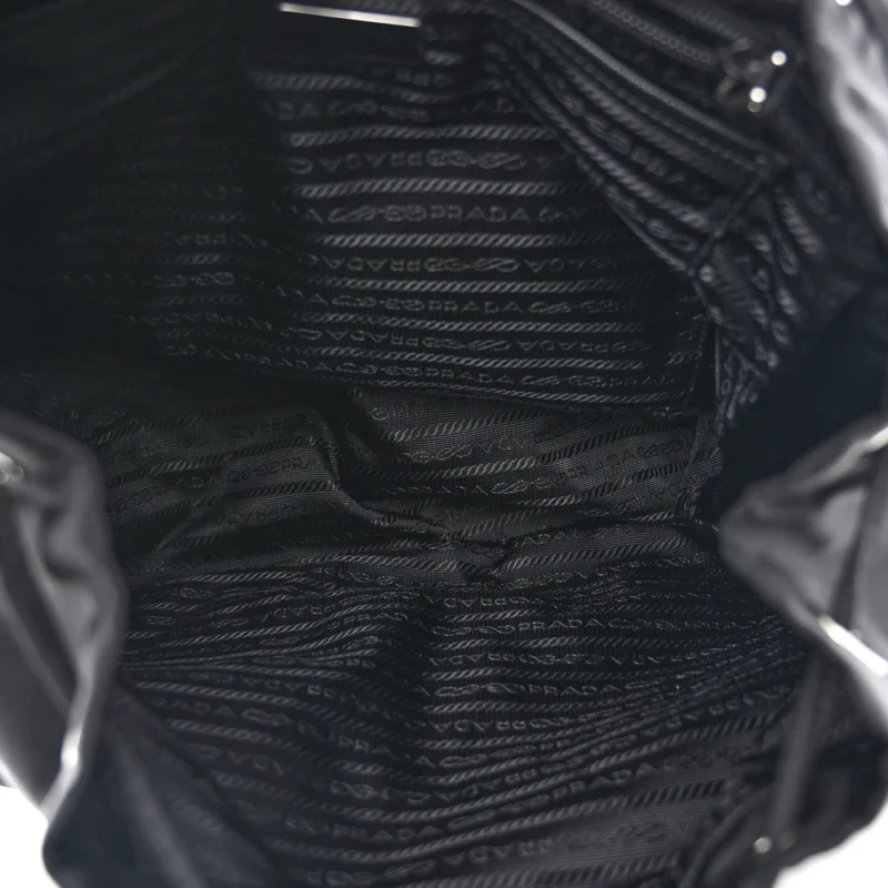 PRADA MEDIUM BACKPACK BLACK RE-NYLON & SAFFIANO LEATHER SILVER HARDWARE - Image 7