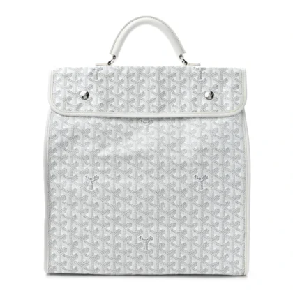 GOYARD SAINT LEGER SOFT BRIEFCASE BACKPACK MM WHITE GOYARDINE CANVAS SILVER HARDWARE