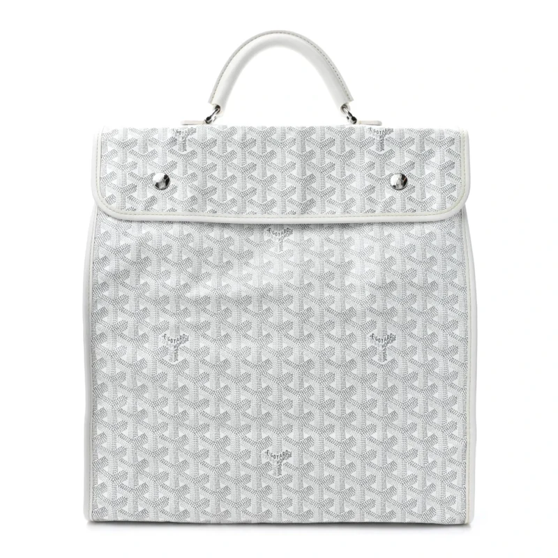 GOYARD SAINT LEGER SOFT BRIEFCASE BACKPACK MM WHITE GOYARDINE CANVAS SILVER HARDWARE