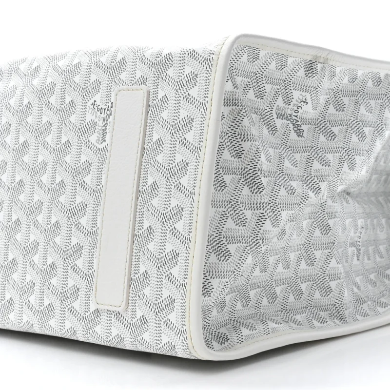 GOYARD SAINT LEGER SOFT BRIEFCASE BACKPACK MM WHITE GOYARDINE CANVAS SILVER HARDWARE - Image 4