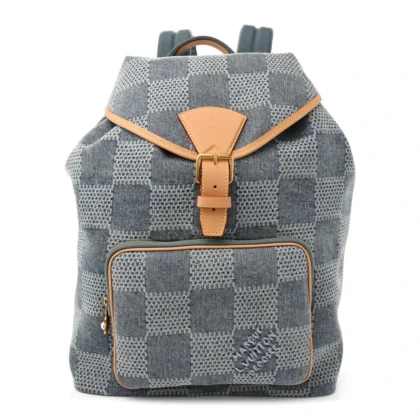 LOUIS VUITTON MONTSOURIS BACKPACK MM BLEU DAMIER DENIM 3D GOLD HARDWARE