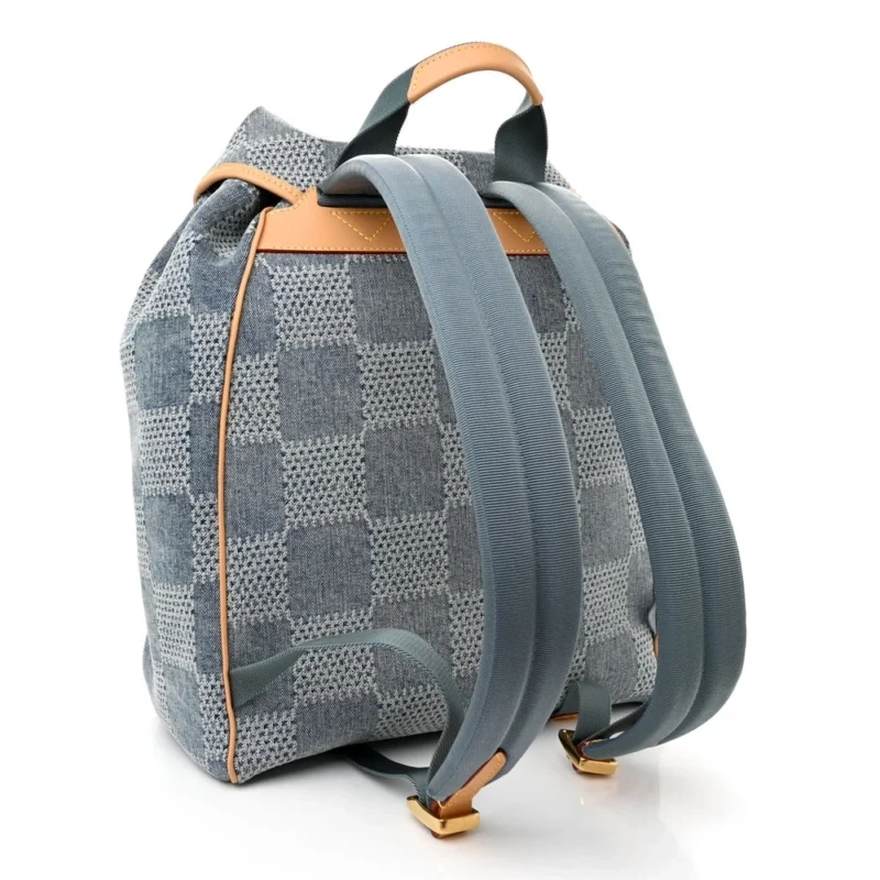LOUIS VUITTON MONTSOURIS BACKPACK MM BLEU DAMIER DENIM 3D GOLD HARDWARE - Image 3