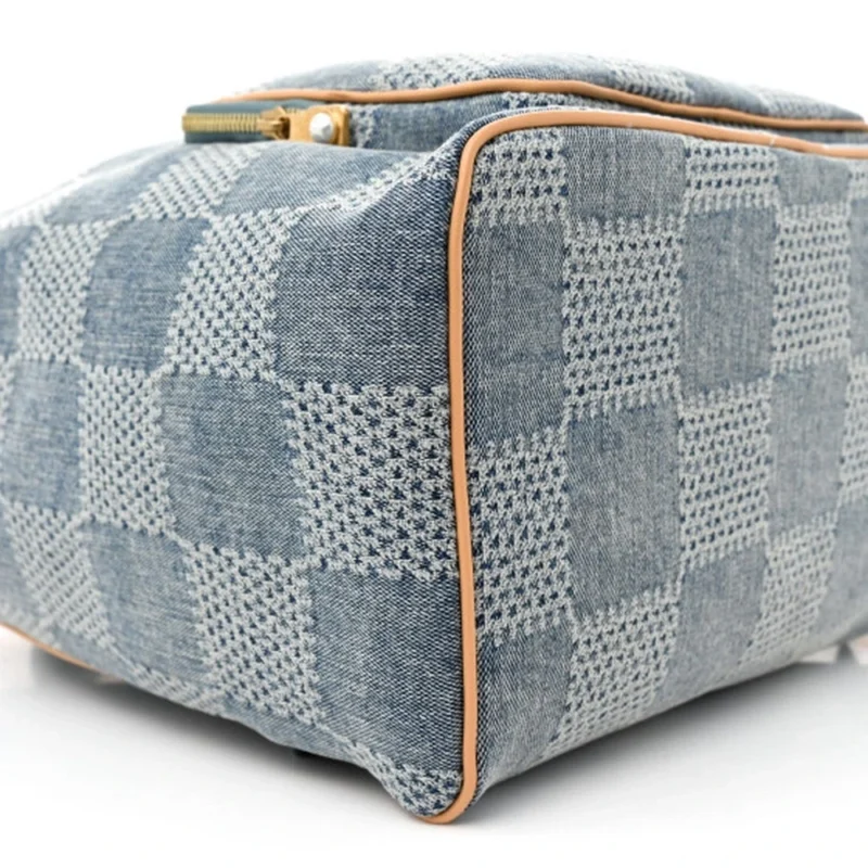 LOUIS VUITTON MONTSOURIS BACKPACK MM BLEU DAMIER DENIM 3D GOLD HARDWARE - Image 5