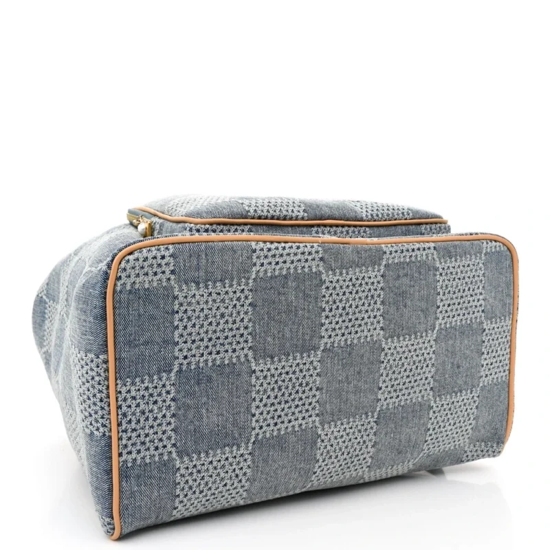 LOUIS VUITTON MONTSOURIS BACKPACK MM BLEU DAMIER DENIM 3D GOLD HARDWARE - Image 6