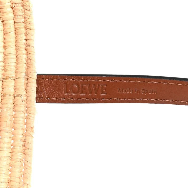 LOEWE SQUARE BASKET TOTE BAG SMALL NATURAL/PECAN RAFFIA & CALFSKIN LEATHER - Image 2