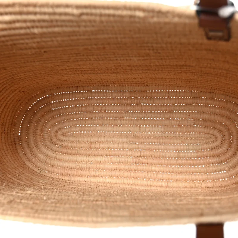 LOEWE SQUARE BASKET TOTE BAG SMALL NATURAL/PECAN RAFFIA & CALFSKIN LEATHER - Image 7