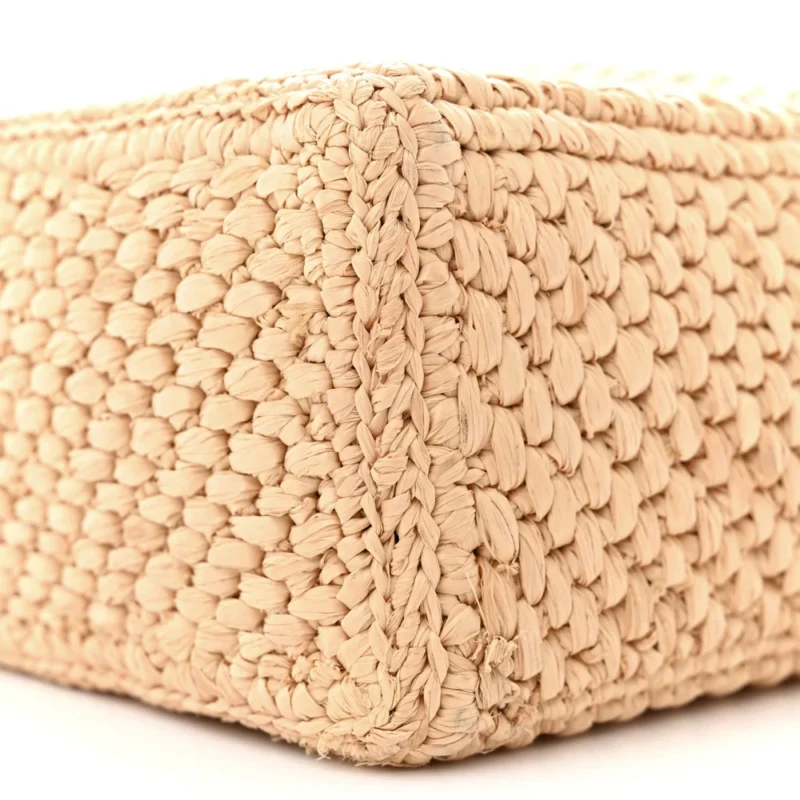 LOEWE STANDARD A4 TOTE BAG NATURAL/BLACK RAFFIA & CALFSKIN LEATHER - Image 4