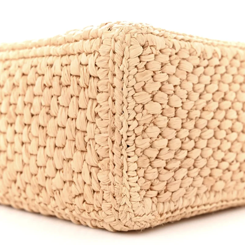 LOEWE STANDARD A4 TOTE BAG NATURAL/BLACK RAFFIA & CALFSKIN LEATHER - Image 5