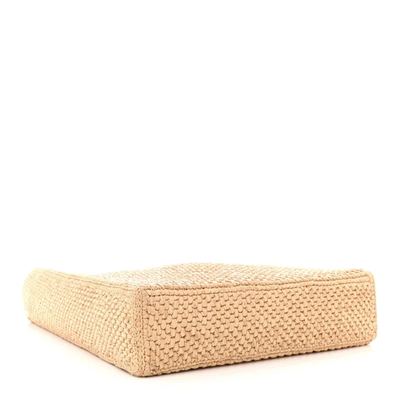 LOEWE STANDARD A4 TOTE BAG NATURAL/BLACK RAFFIA & CALFSKIN LEATHER - Image 6