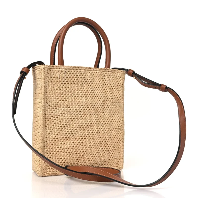 LOEWE A5 TOTE BAG STANDARD SMALL NATURAL/BLACK RAFFIA & CALFSKIN LEATHER - Image 2