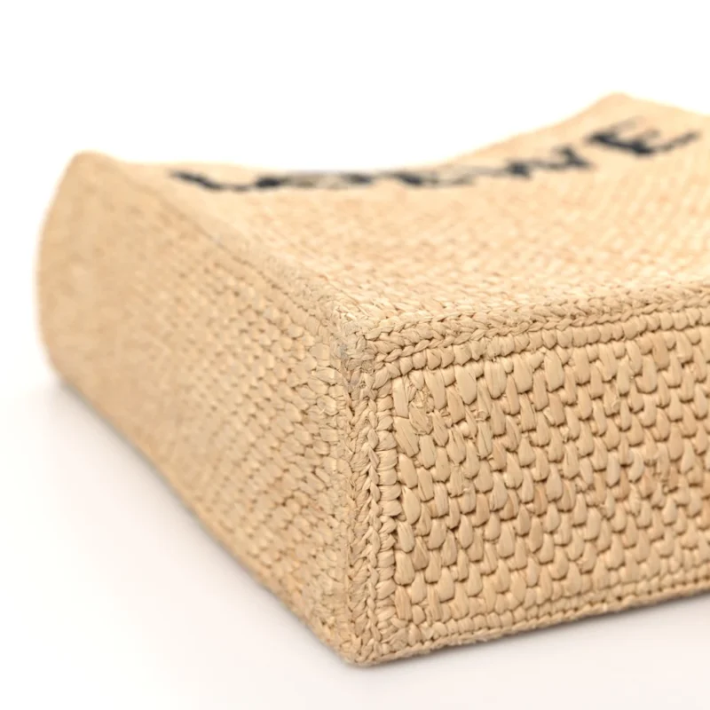 LOEWE A5 TOTE BAG STANDARD SMALL NATURAL/BLACK RAFFIA & CALFSKIN LEATHER - Image 3