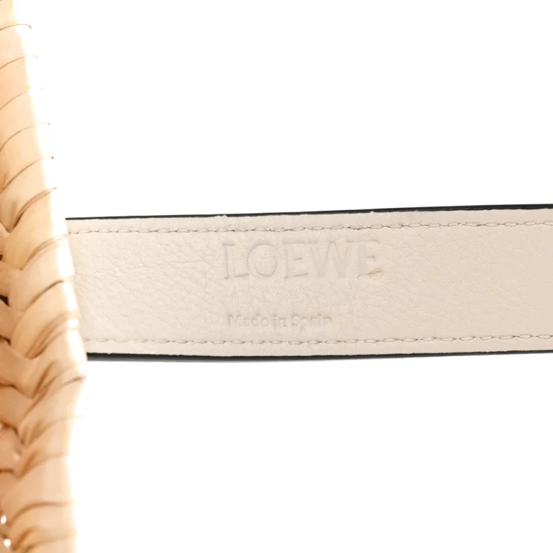 LOEWE BASKET TOTE BAG SMALL NATURAL/WHITE RAFFIA & CALFSKIN LEATHER - Image 2