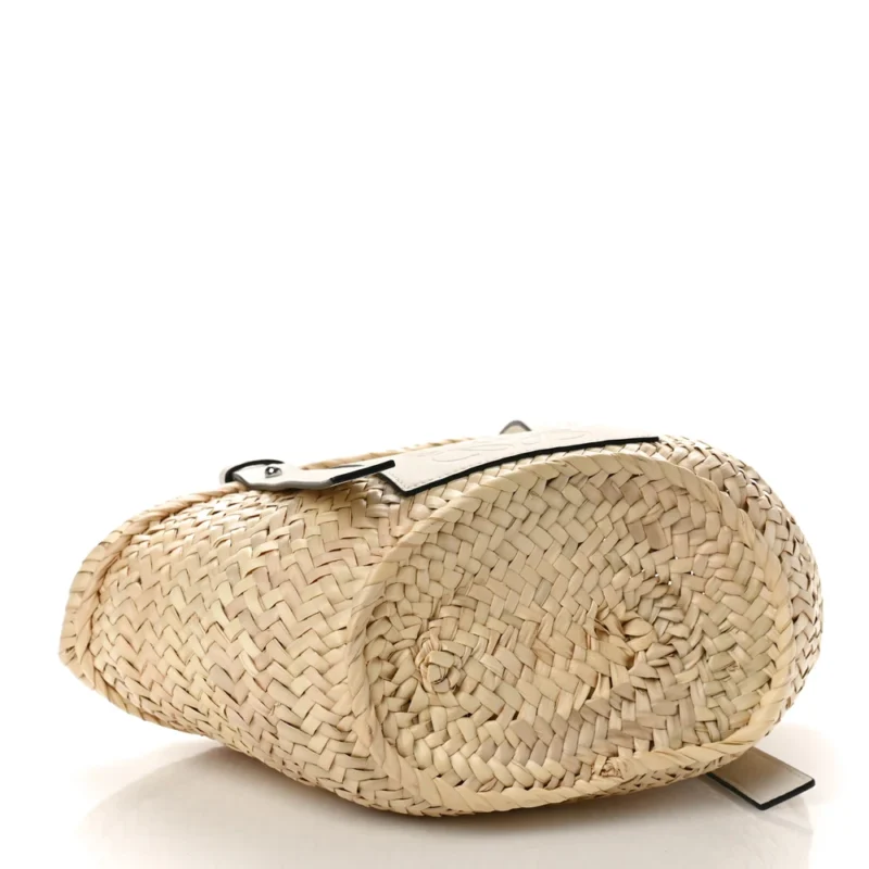 LOEWE BASKET TOTE BAG SMALL NATURAL/WHITE RAFFIA & CALFSKIN LEATHER - Image 6