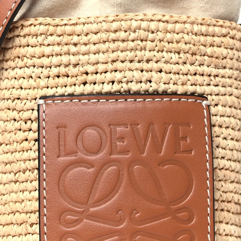 LOEWE PAULA??S IBIZA BUCKET BAG MEDIUM NATURAL/TAN CALFSKIN LEATHER & RAFFIA - Image 2