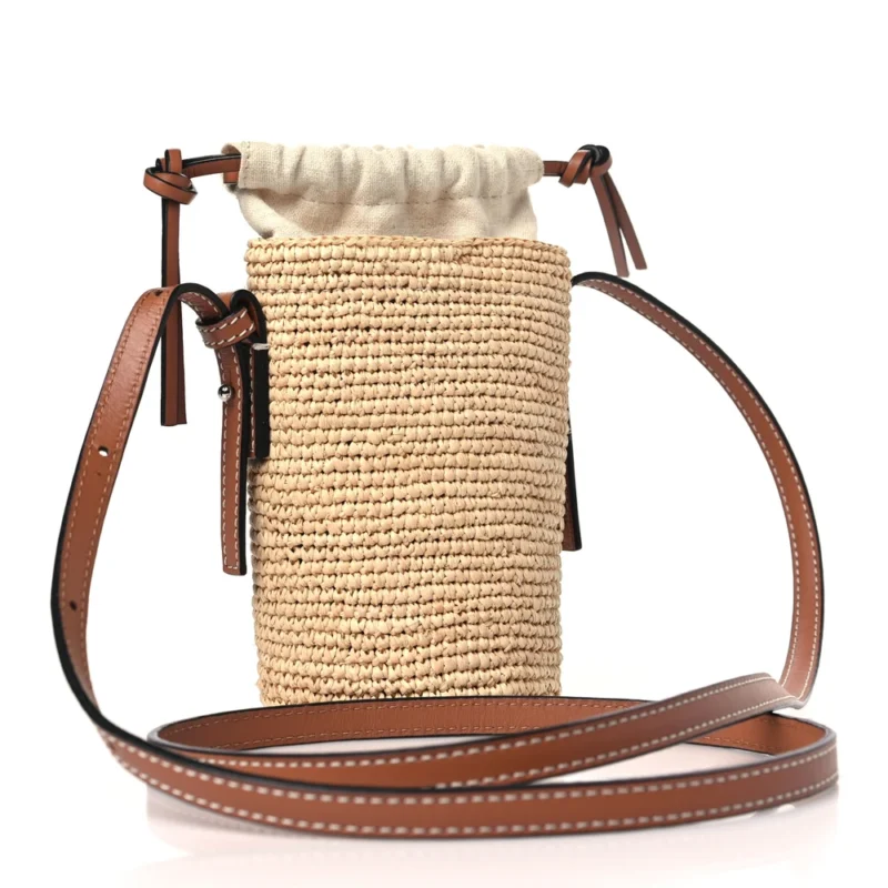LOEWE PAULA??S IBIZA BUCKET BAG MEDIUM NATURAL/TAN CALFSKIN LEATHER & RAFFIA - Image 3