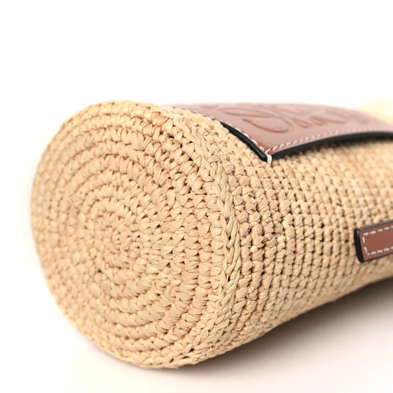 LOEWE PAULA??S IBIZA BUCKET BAG MEDIUM NATURAL/TAN CALFSKIN LEATHER & RAFFIA - Image 5