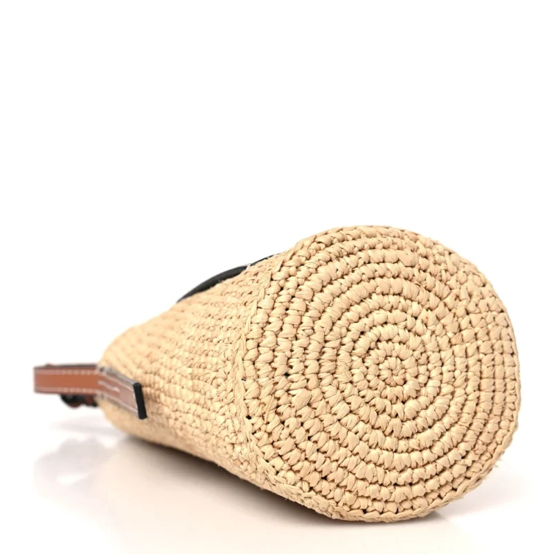 LOEWE PAULA??S IBIZA BUCKET BAG MEDIUM NATURAL/TAN CALFSKIN LEATHER & RAFFIA - Image 6