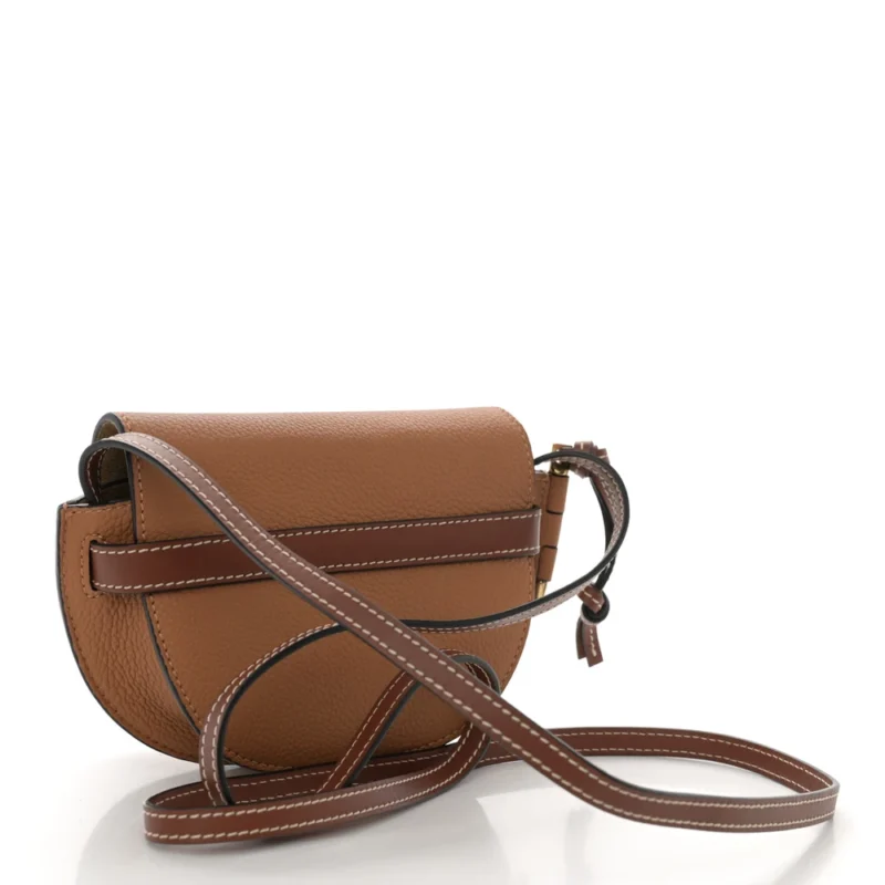LOEWE GATE CROSSBODY BAG MINI CARAMEL PECAN GRAINED CALFSKIN LEATHER - Image 3