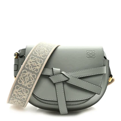 LOEWE GATE DUAL BAG MINI ASH GREY JACQUARD CALFSKIN LEATHER