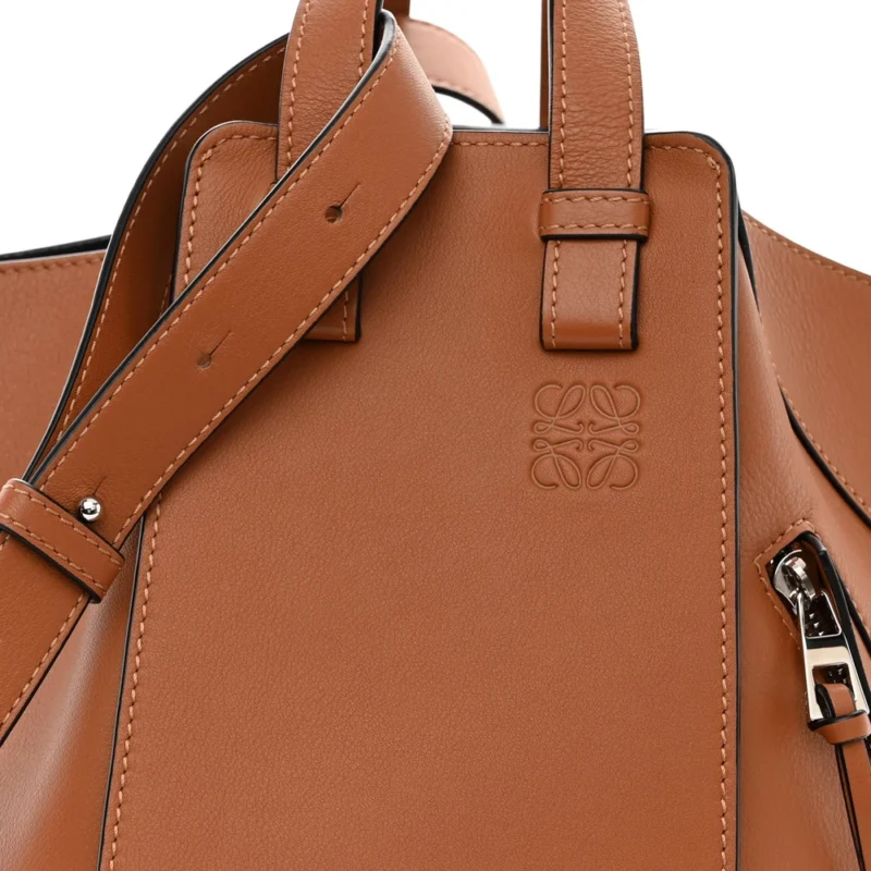 LOEWE HAMMOCK SHOULDER BAG SMALL TAN CALFSKIN LEATHER SILVER HARDWARE - Image 8
