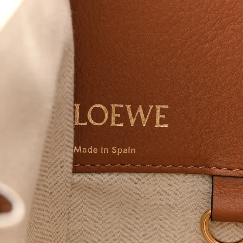 LOEWE ANAGRAM HAMMOCK SHOULDER BAG SMALL ECRU/TAN CALFSKIN LEATHER & CANVAS GOLD HARDWARE - Image 2