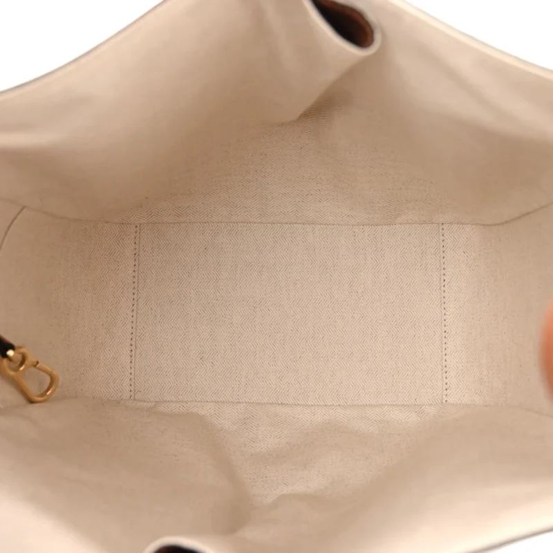 LOEWE ANAGRAM HAMMOCK SHOULDER BAG SMALL ECRU/TAN CALFSKIN LEATHER & CANVAS GOLD HARDWARE - Image 7