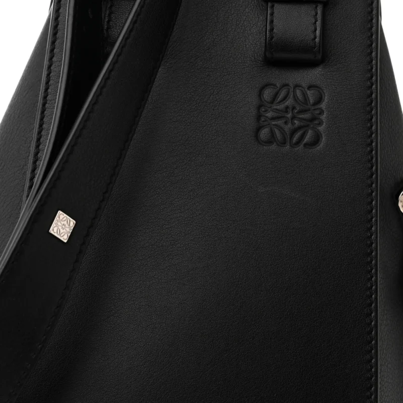 LOEWE HAMMOCK SHOULDER BAG SMALL BLACK CALFSKIN LEATHER SILVER HARDWARE - Image 8