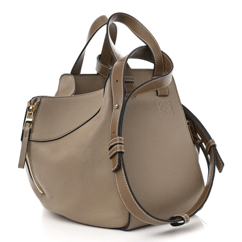LOEWE HAMMOCK SHOULDER BAG MEDIUM SAND MINK CALFSKIN LEATHER GOLD HARDWARE - Image 3